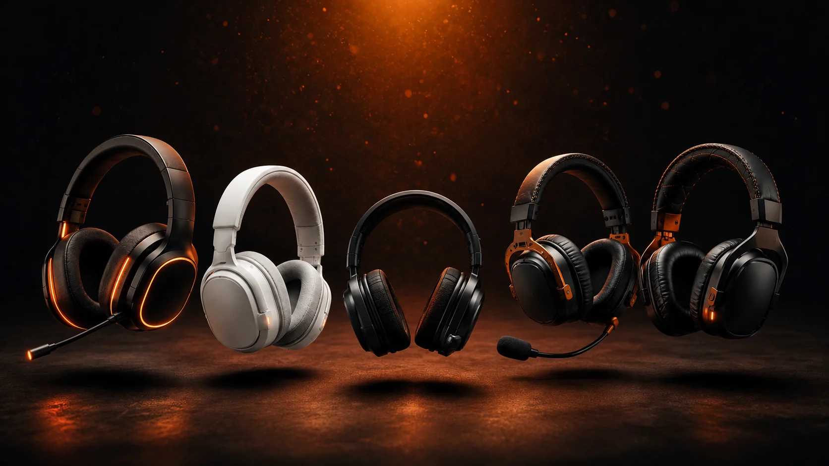 Los mejores auriculares gaming de 2026 comparados en fondo oscuro con acentos naranjas