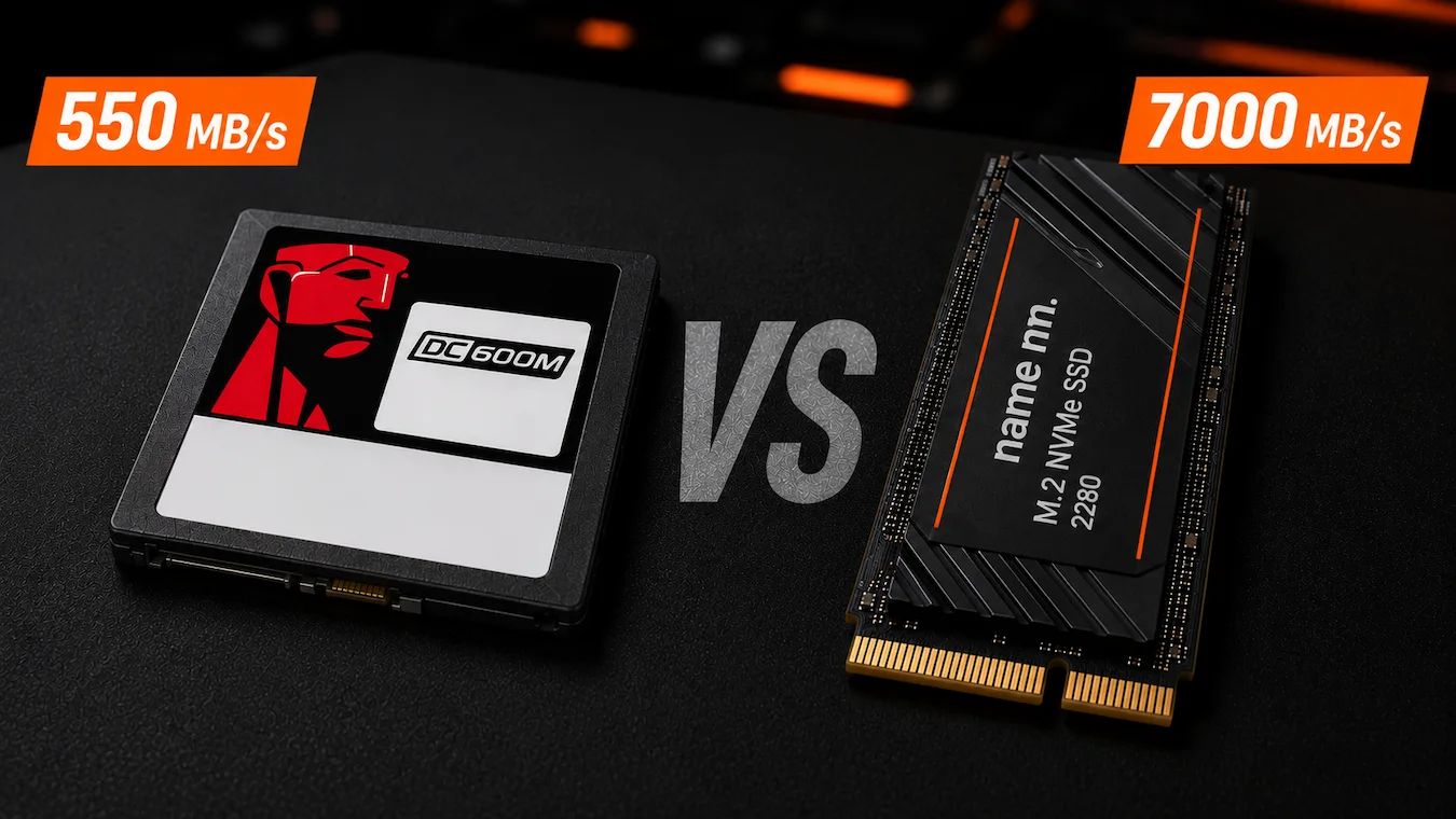 Comparativa SATA M.2 vs NVMe M.2: velocidad 550 MB/s frente a 7000 MB/s
